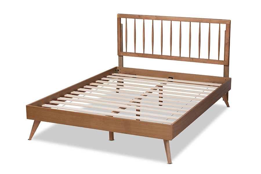 Baxton Studio Toru Mid-Century Modern Ash Walnut Finished Wood Full Size Platform Bed | Beds | Modishstore - 8