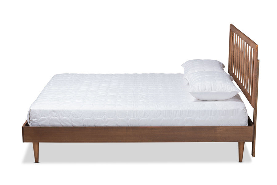 Baxton Studio Sora Mid-Century Modern Ash Walnut Finished Wood Full Size Platform Bed | Beds | Modishstore - 3