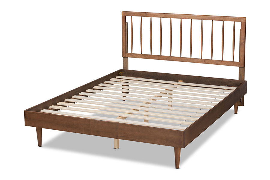 Baxton Studio Sora Mid-Century Modern Ash Walnut Finished Wood Queen Size Platform Bed | Beds | Modishstore - 6