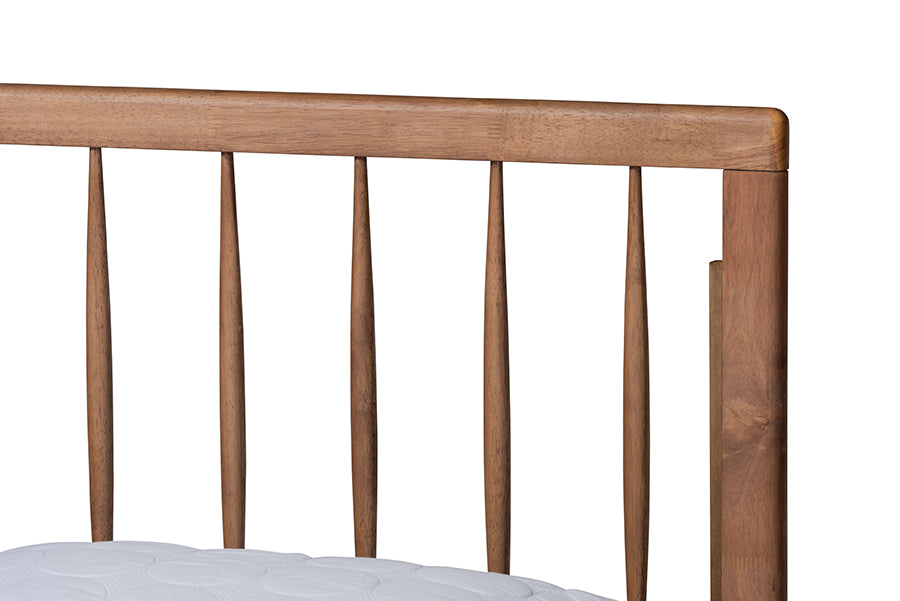 Baxton Studio Sora Mid-Century Modern Ash Walnut Finished Wood Full Size Platform Bed | Beds | Modishstore - 5