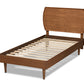 Baxton Studio Yori Mid-Century Modern Walnut Brown Finished Wood Twin Size Platform Bed | Beds | Modishstore - 3