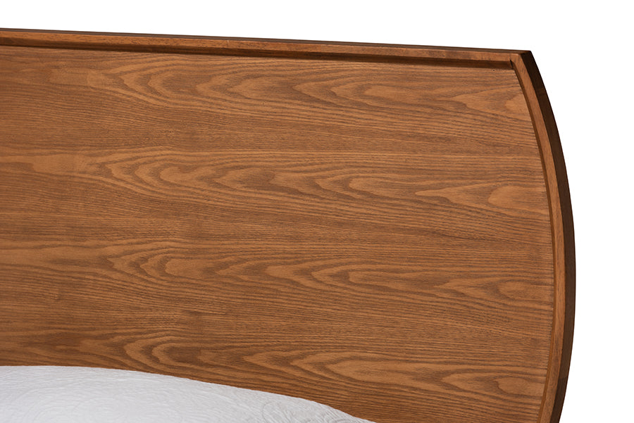 Baxton Studio Yori Mid-Century Modern Walnut Brown Finished Wood Twin Size Platform Bed | Beds | Modishstore - 6