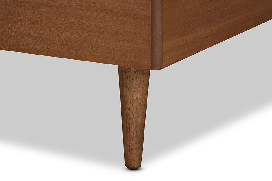 Baxton Studio Yori Mid-Century Modern Walnut Brown Finished Wood Twin Size Platform Bed | Beds | Modishstore - 5