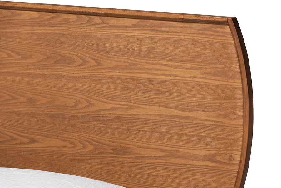 Baxton Studio Aimi Mid-Century Modern Walnut Brown Finished Wood Twin Size Platform Bed | Beds | Modishstore - 5
