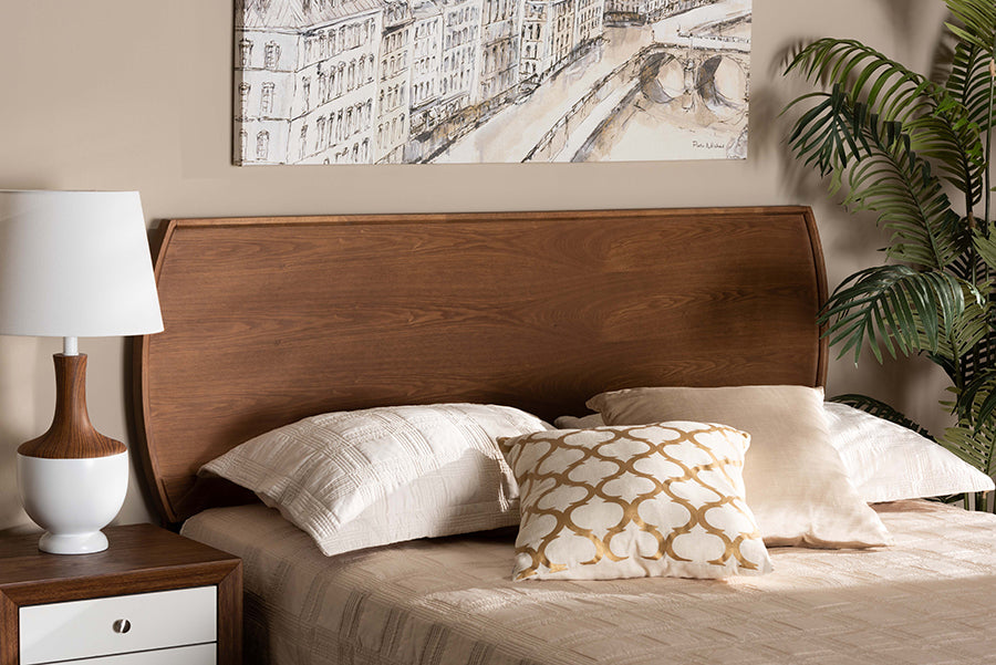 Baxton Studio Laurien Mid-Century Modern Ash Walnut Finished Wood Full Size Headboard | Headboards | Modishstore - 2