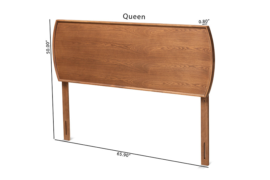 Baxton Studio Laurien Mid-Century Modern Ash Walnut Finished Wood Queen Size Headboard | Headboards | Modishstore - 5