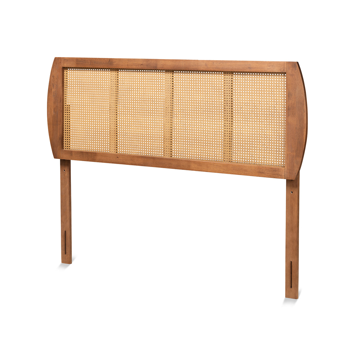Baxton Studio Harris Mid-Century Modern Ash Walnut Finished Wood and Synthetic Rattan Queen Size Headboard | Headboards | Modishstore