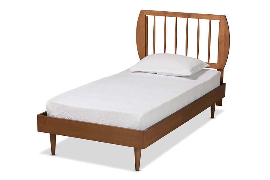 baxton studio chiyo mid century modern transitional walnut brown finished wood twin size platform bed | Modish Furniture Store-2