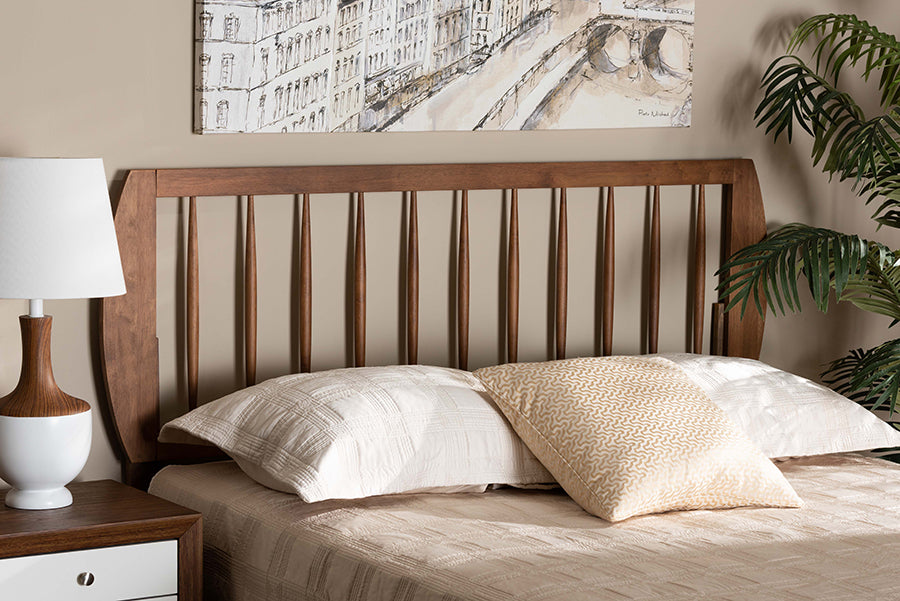Baxton Studio Norman Modern and Contemporary Transitional Ash Walnut Finished Wood Full Size Headboard | Headboards | Modishstore - 2