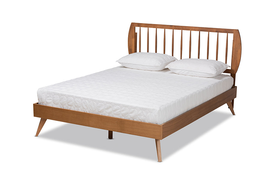 Baxton Studio Emiko Modern and Contemporary Walnut Brown Finished Wood King Size Platform Bed | Beds | Modishstore - 3