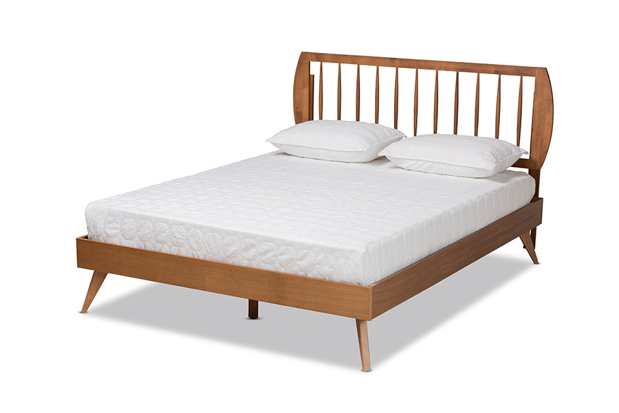 Baxton Studio Emiko Modern and Contemporary Walnut Brown Finished Wood Queen Size Platform Bed | Beds | Modishstore - 3
