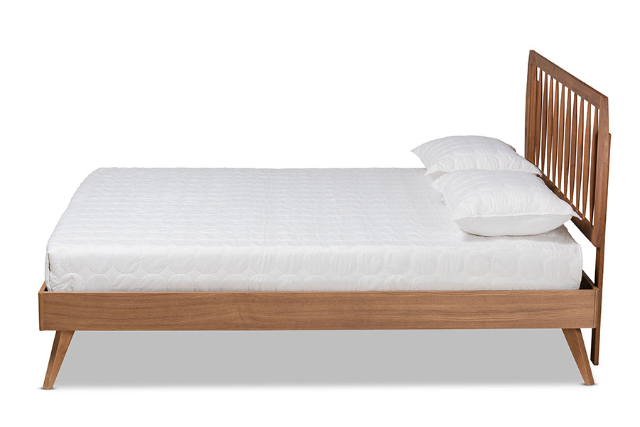 Baxton Studio Emiko Modern and Contemporary Walnut Brown Finished Wood Queen Size Platform Bed | Beds | Modishstore - 6