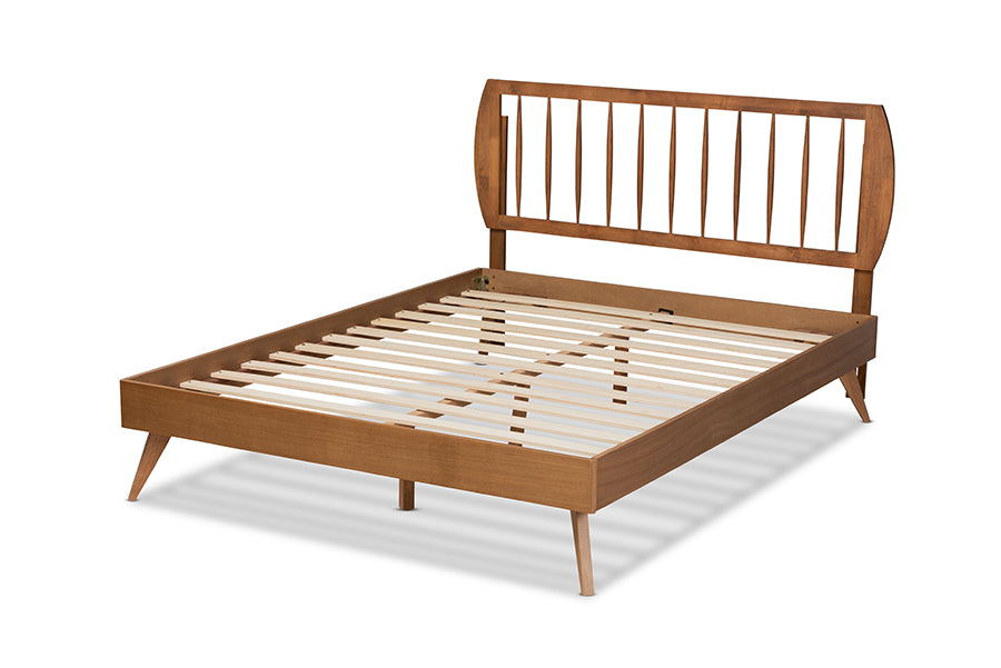 Baxton Studio Emiko Modern and Contemporary Walnut Brown Finished Wood King Size Platform Bed | Beds | Modishstore - 2