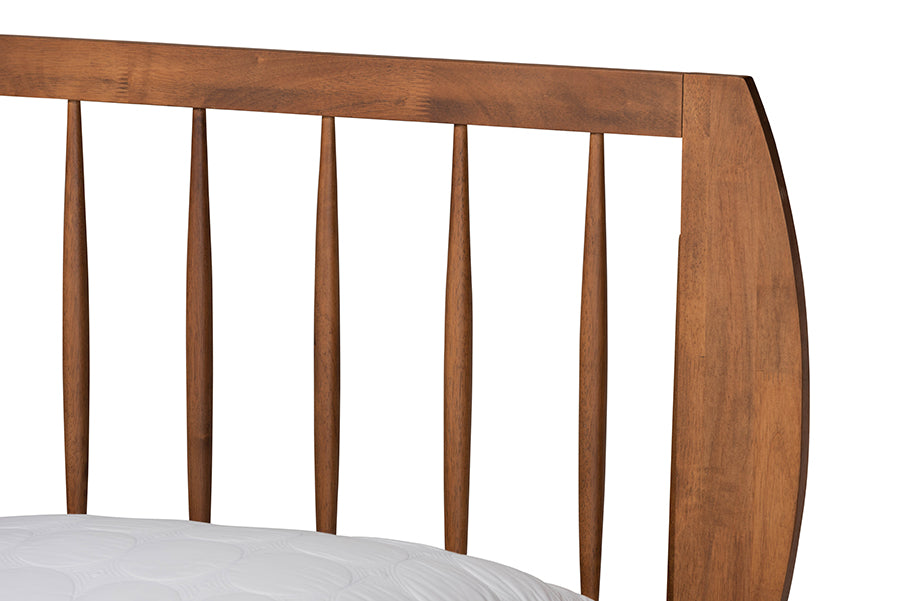 Baxton Studio Emiko Modern and Contemporary Walnut Brown Finished Wood Queen Size Platform Bed | Beds | Modishstore - 5