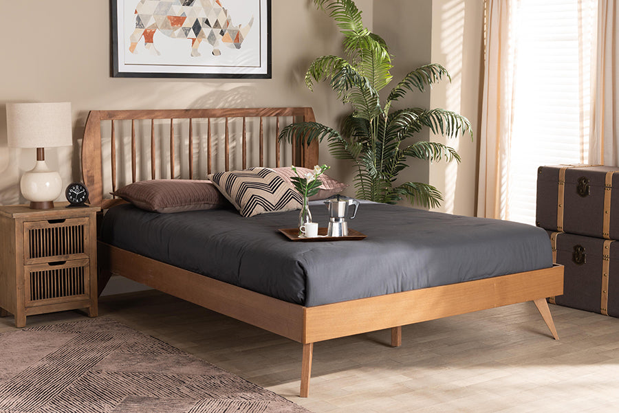 Baxton Studio Emiko Modern and Contemporary Walnut Brown Finished Wood Full Size Platform Bed | Beds | Modishstore