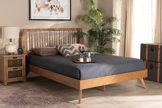 Baxton Studio Emiko Modern and Contemporary Walnut Brown Finished Wood King Size Platform Bed | Beds | Modishstore