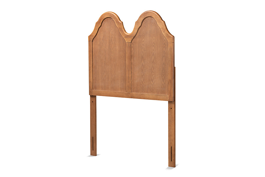 baxton studio tobin vintage classic and traditional ash walnut finished wood twin size arched headboard | Modish Furniture Store-2