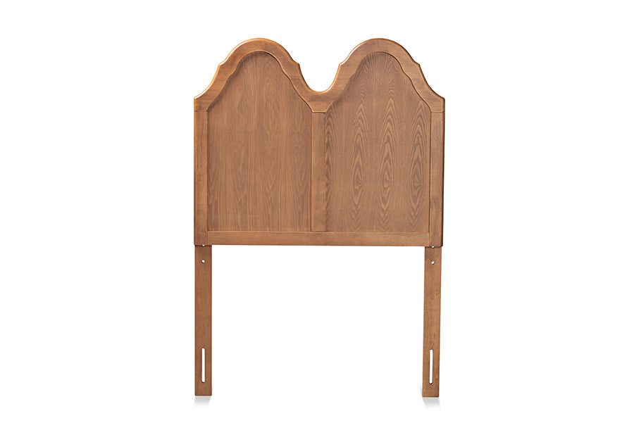 baxton studio tobin vintage classic and traditional ash walnut finished wood twin size arched headboard | Modish Furniture Store-3