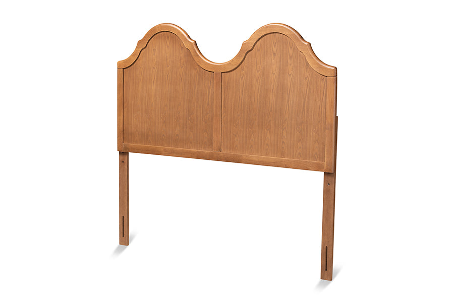 baxton studio tobin vintage classic and traditional ash walnut finished wood full size arched headboard | Modish Furniture Store-2