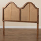 Baxton Studio Hazel Vintage Classic and Traditional Ash Walnut Finished Wood and Synthetic Rattan Queen Size Arched Headboard | Headboards | Modishstore - 4