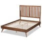 Baxton Studio Saki Mid-Century Modern Walnut Brown Finished Wood King Size Platform Bed | Beds | Modishstore - 3