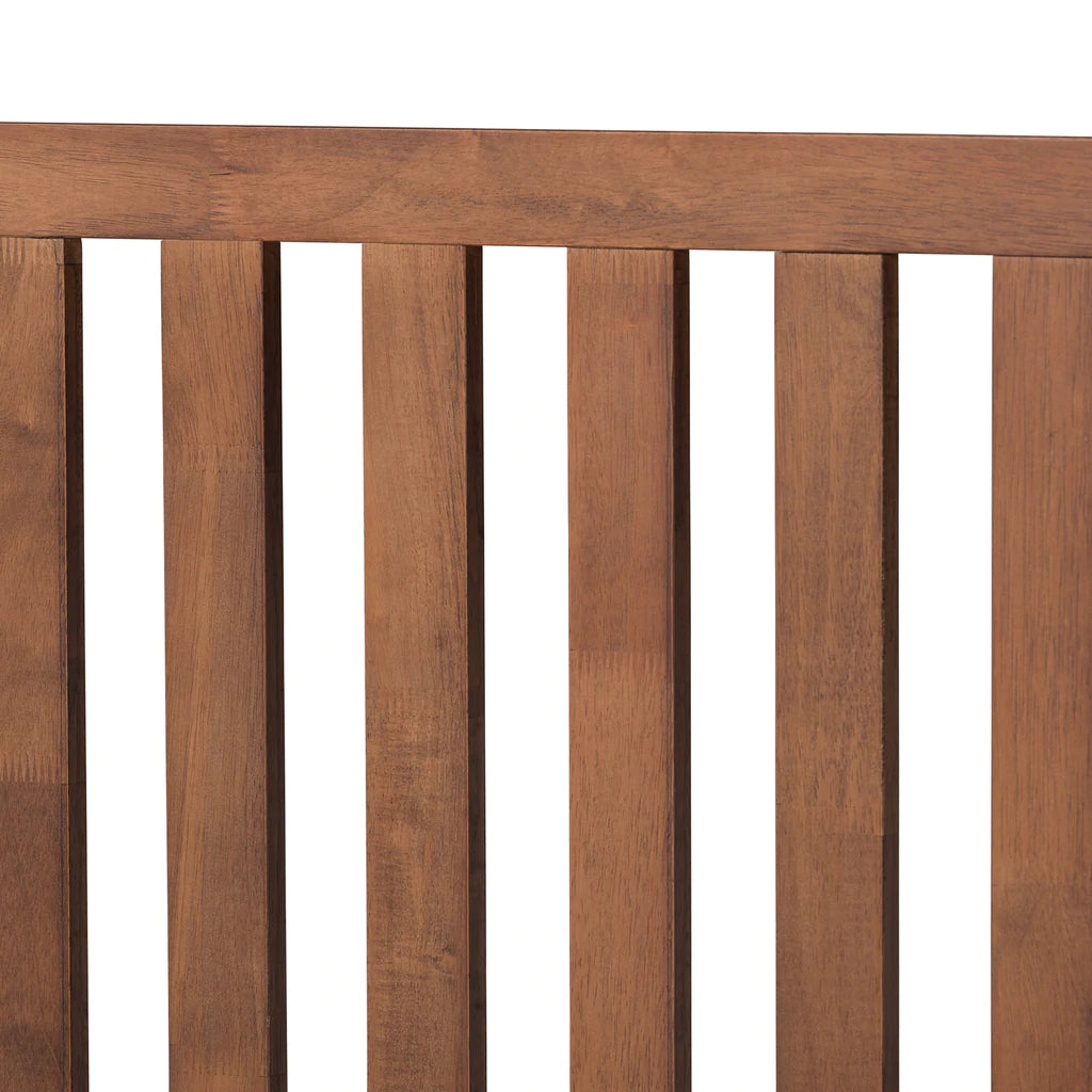 Baxton Studio Saki Mid-Century Modern Walnut Brown Finished Wood King Size Platform Bed | Beds | Modishstore - 7