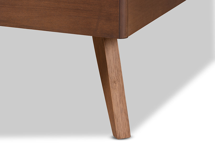 Baxton Studio Saki Mid-Century Modern Walnut Brown Finished Wood Full Size Platform Bed | Beds | Modishstore - 4