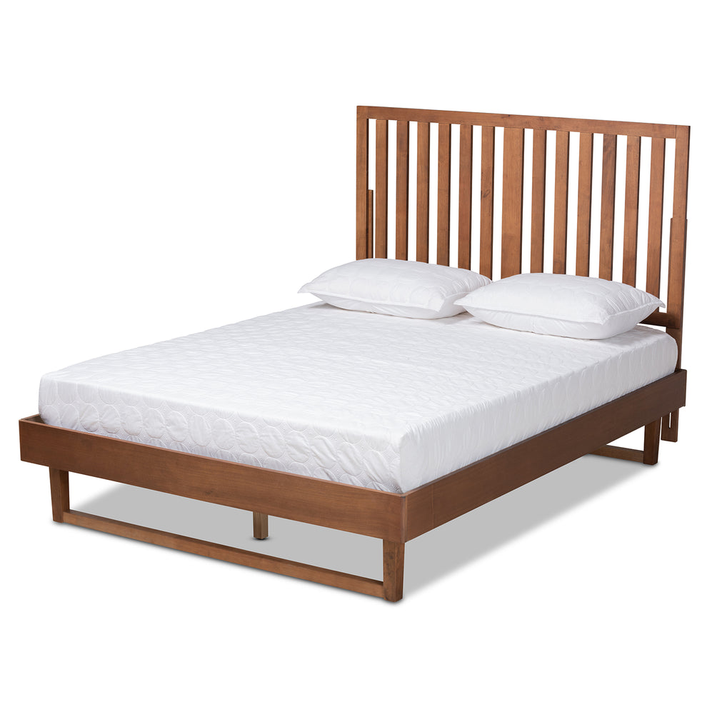 Baxton Studio Marin Modern and Contemporary Walnut Brown Finished Wood Queen Size Platform Bed | Beds | Modishstore - 2