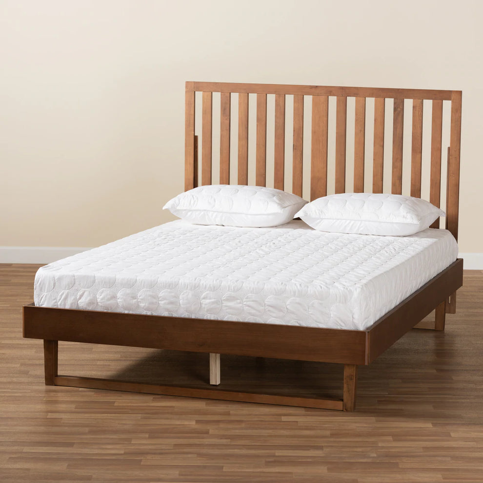 Baxton Studio Marin Modern and Contemporary Walnut Brown Finished Wood Queen Size Platform Bed | Beds | Modishstore - 4
