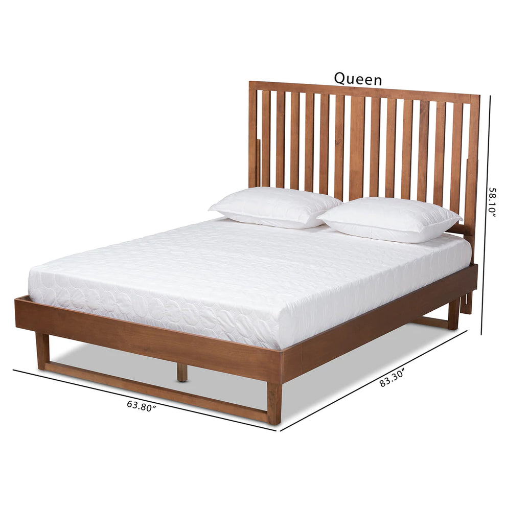 Baxton Studio Marin Modern and Contemporary Walnut Brown Finished Wood Queen Size Platform Bed | Beds | Modishstore - 3