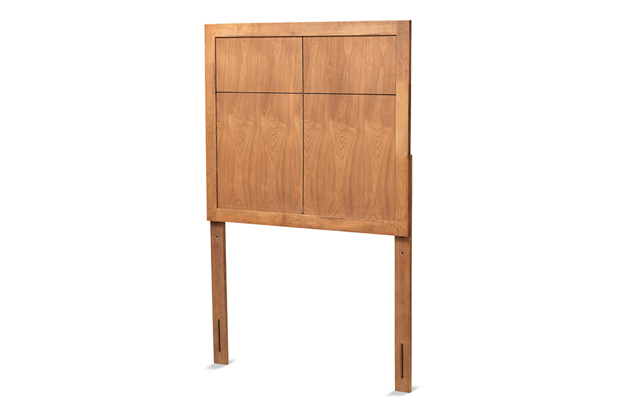 baxton studio monroe modern transitional and rustic ash walnut finished wood twin size headboard | Modish Furniture Store-2