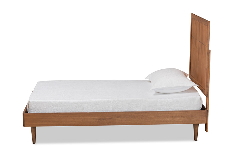 baxton studio rin mid century modern walnut brown finished wood twin size platform bed | Modish Furniture Store-3
