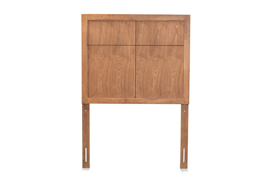 baxton studio monroe modern transitional and rustic ash walnut finished wood twin size headboard | Modish Furniture Store-3
