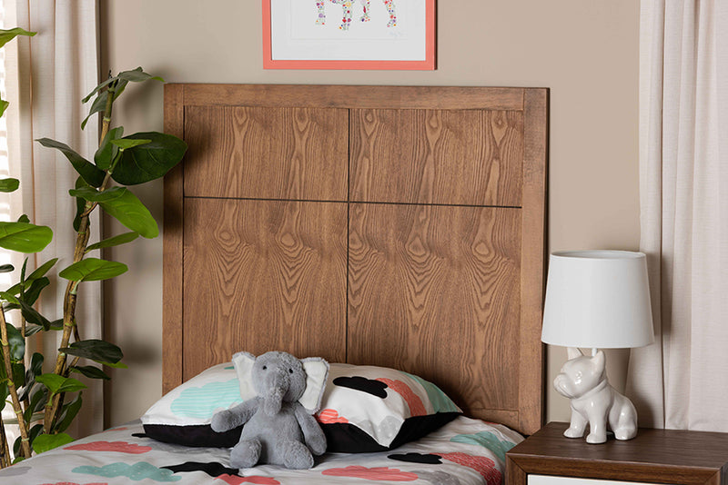 Baxton Studio Monroe Modern Transitional and Rustic Ash Walnut Finished Wood Twin Size Headboard | Modishstore | Headboards