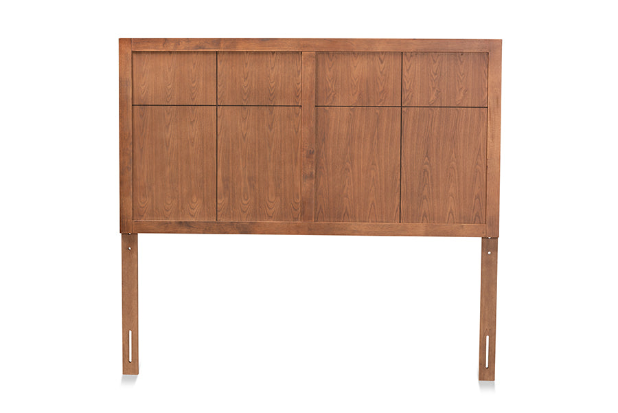 Baxton Studio Monroe Modern Transitional and Rustic Ash Walnut Finished Wood Full Size Headboard | Headboards | Modishstore - 5