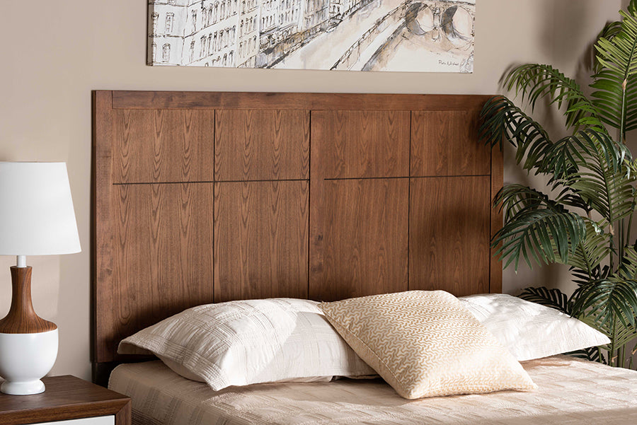 Baxton Studio Monroe Modern Transitional and Rustic Ash Walnut Finished Wood Full Size Headboard | Headboards | Modishstore - 2