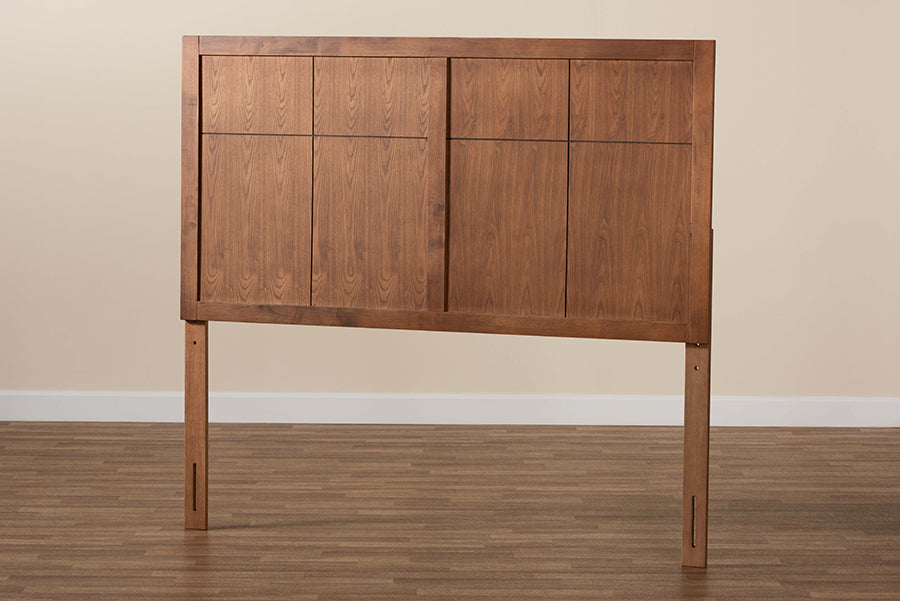 Baxton Studio Monroe Modern Transitional and Rustic Ash Walnut Finished Wood Full Size Headboard | Headboards | Modishstore - 3