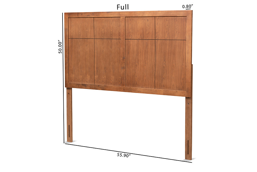 Baxton Studio Monroe Modern Transitional and Rustic Ash Walnut Finished Wood Full Size Headboard | Headboards | Modishstore - 6