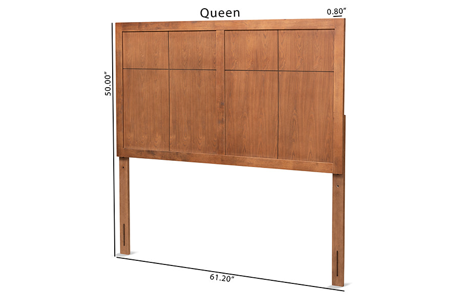 Baxton Studio Monroe Modern Transitional and Rustic Ash Walnut Finished Wood Queen Size Headboard | Headboards | Modishstore - 5