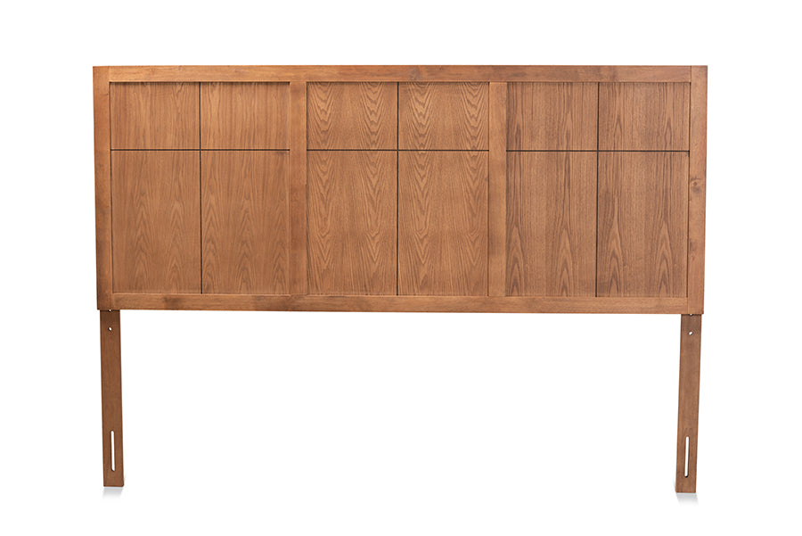 Baxton Studio Monroe Modern Transitional and Rustic Ash Walnut Finished Wood King Size Headboard | Headboards | Modishstore - 4