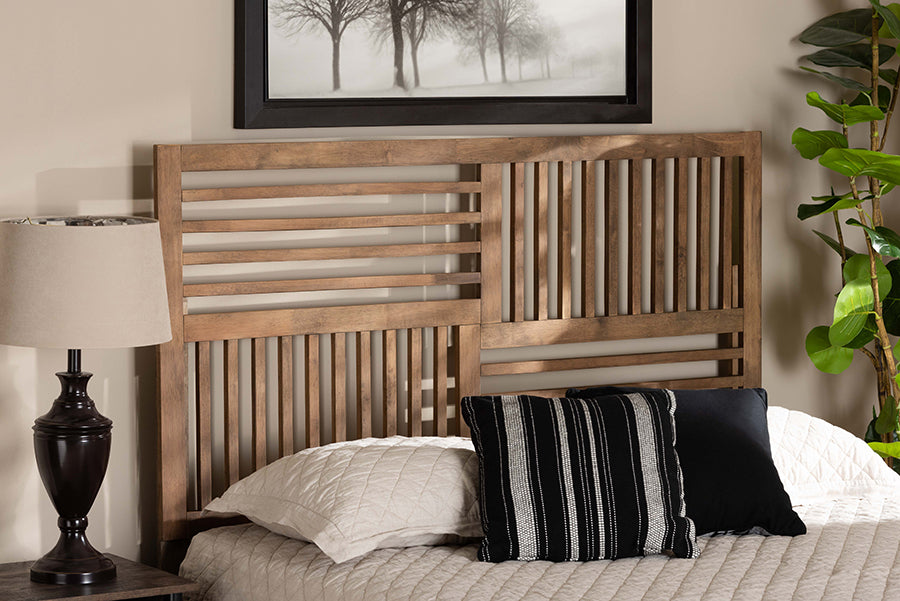 Baxton Studio Adler Modern and Contemporary Transitional Ash Walnut Finished Wood King Size Headboard | Headboards | Modishstore - 2