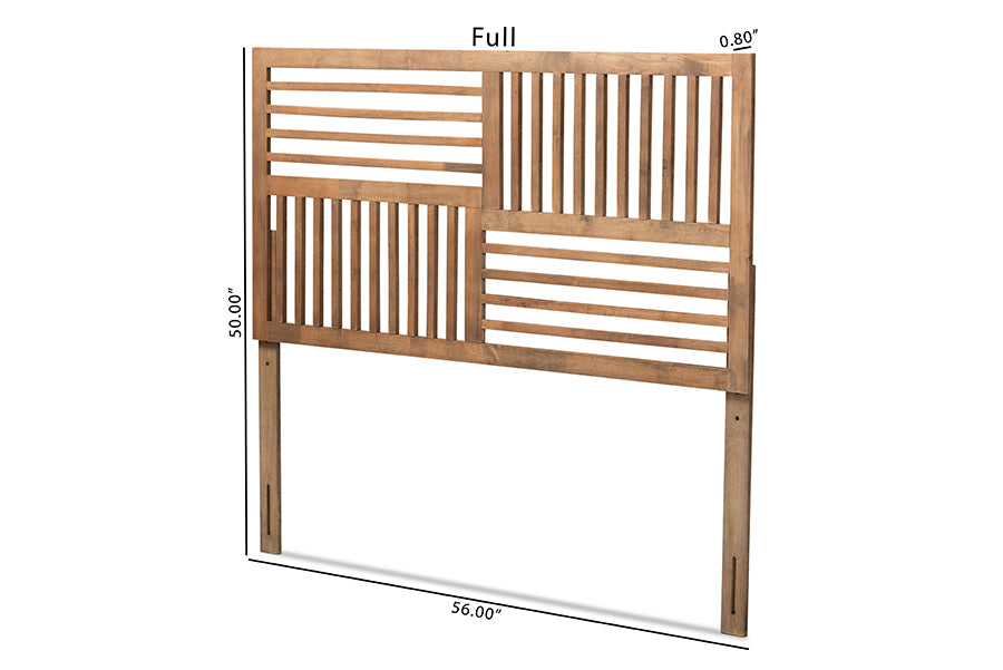 Baxton Studio Adler Modern and Contemporary Transitional Ash Walnut Finished Wood Full Size Headboard | Headboards | Modishstore - 5