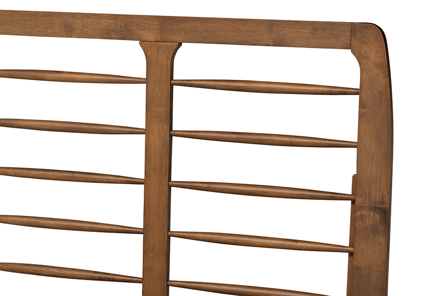 Baxton Studio Rayna Mid-Century Modern Walnut Brown Finished Wood Twin Size Platform Bed | Beds | Modishstore - 5