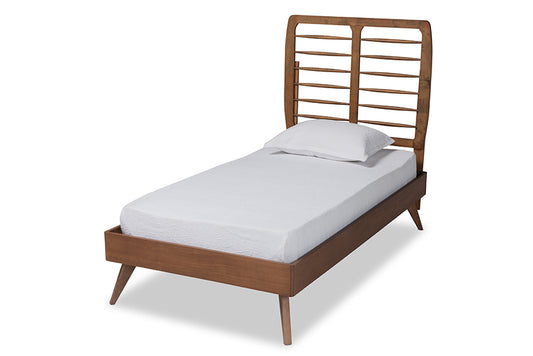baxton studio yana mid century modern walnut brown finished wood twin size platform bed | Modish Furniture Store-2