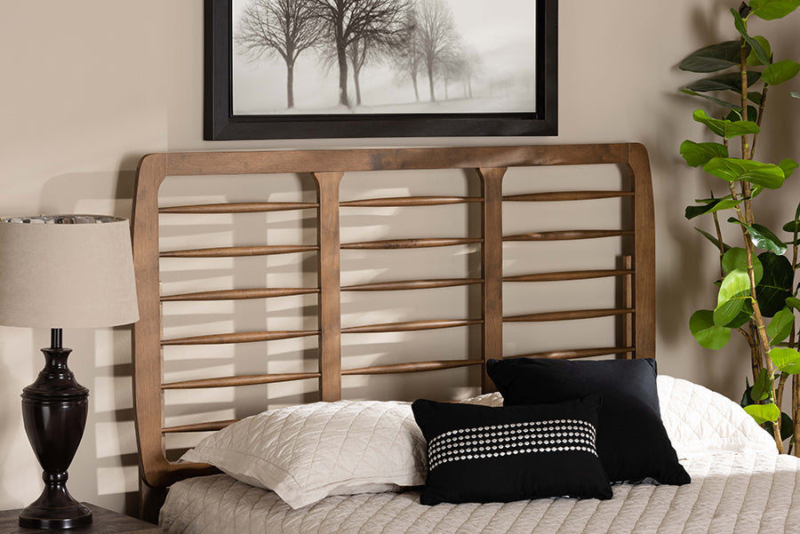 Baxton Studio Carolyn Mid-Century Modern Ash Walnut Finished Wood Queen Size Headboard | Headboards | Modishstore - 2