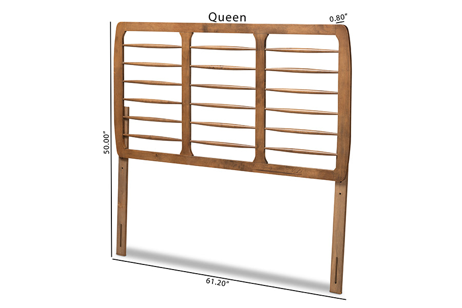 Baxton Studio Carolyn Mid-Century Modern Ash Walnut Finished Wood Queen Size Headboard | Headboards | Modishstore - 5