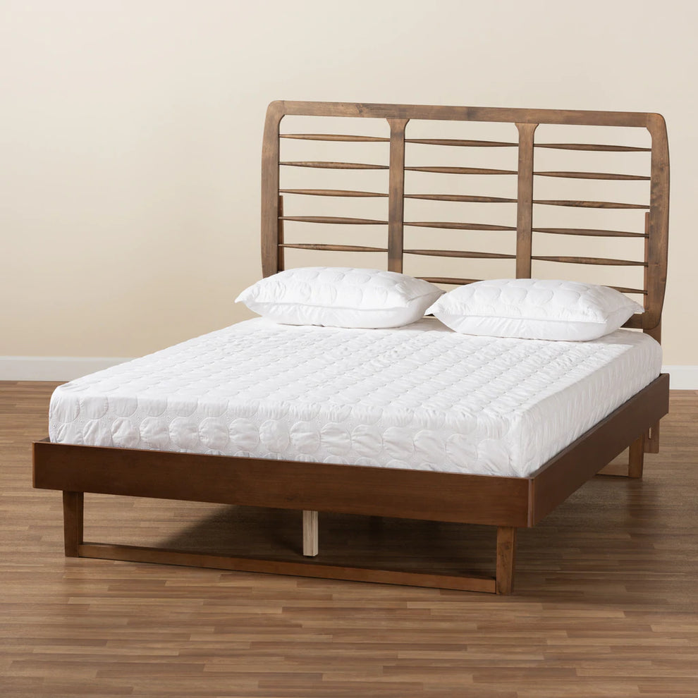 Baxton Studio Lucie Modern and Contemporary Walnut Brown Finished Wood Full Size Platform Bed | Beds | Modishstore - 4