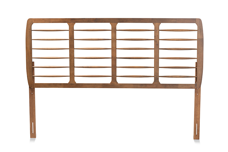 Baxton Studio Carolyn Mid-Century Modern Ash Walnut Finished Wood King Size Headboard | Headboards | Modishstore - 4