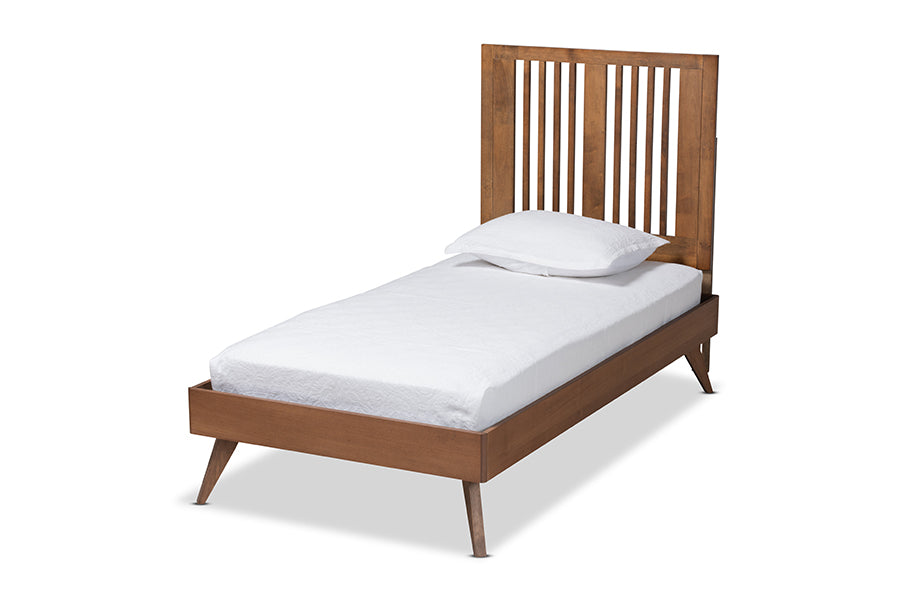 baxton studio takeo mid century modern transitional ash walnut finished wood twin size platform bed | Modish Furniture Store-2