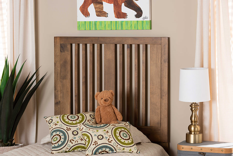 Baxton Studio Harena Modern and Contemporary Transitional Ash Walnut Finished Wood Twin Size Headboard | Headboards | Modishstore - 2